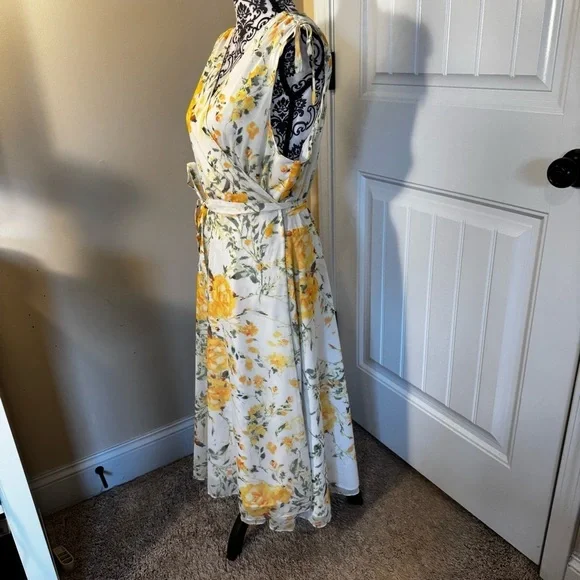 Alex Marie Floral Yellow and White Wrap Dress - Picture 4 of 8
